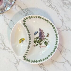Portmeirion Botanic Garden White Porcelain Divided Dish Garden Lily Butterfly